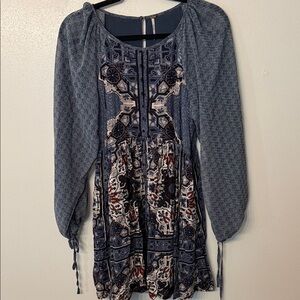 Free People Patterned‎ Long Sleeve Dress
